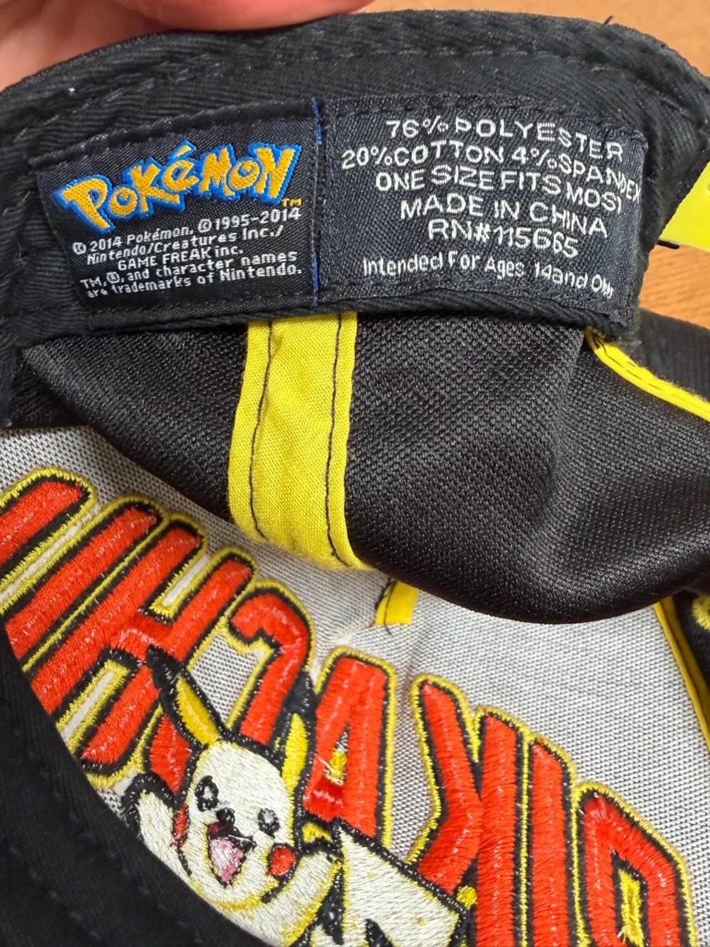 Pokémon Pikachu 2014 Men’s Snapback Hat - Black and Yellow One Size